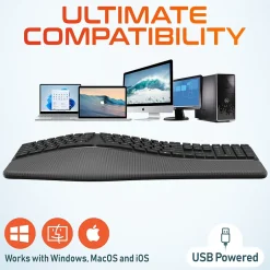 Delton KB250 Ergonomic Keyboard, Black (DKBE250-U)* Ergonomic Keyboards