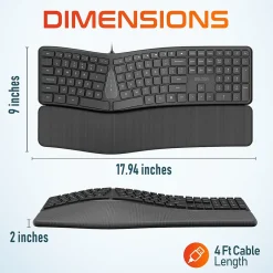 Delton KB250 Ergonomic Keyboard, Black (DKBE250-U)* Ergonomic Keyboards