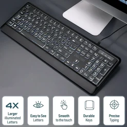 Delton KB20 Large Button/Key Keyboard with Backlight, Black (DBKBG20)* Ergonomic Keyboards