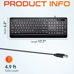 Delton KB20 Large Button/Key Keyboard with Backlight, Black (DBKBG20)* Ergonomic Keyboards