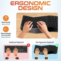 Delton KB200 Wireless Ergonomic Keyboard, Black (DKBERG24G8-WB)* Ergonomic Keyboards