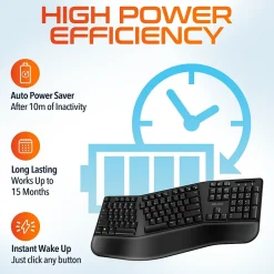 Delton KB200 Wireless Ergonomic Keyboard, Black (DKBERG24G8-WB)* Ergonomic Keyboards