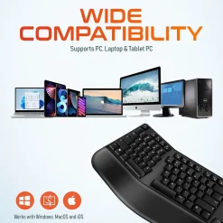 Delton KB200 Wireless Ergonomic Keyboard, Black (DKBERG24G8-WB)* Ergonomic Keyboards