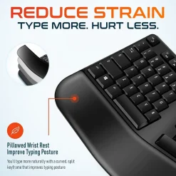 Delton KB200 Wireless Ergonomic Keyboard, Black (DKBERG24G8-WB)* Ergonomic Keyboards