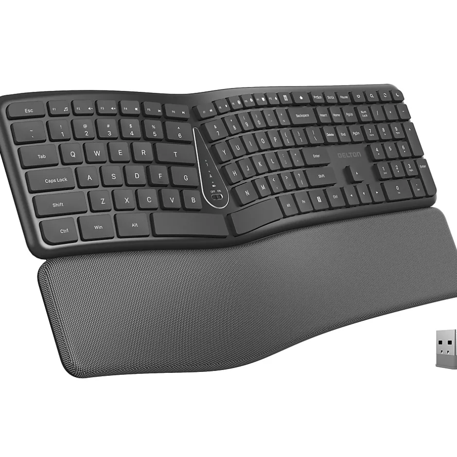 Delton KB250 Wireless Ergonomic Keyboard, Black (DKBE250-WB)* Ergonomic Keyboards