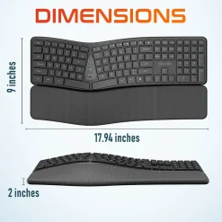 Delton KB250 Wireless Ergonomic Keyboard, Black (DKBE250-WB)* Ergonomic Keyboards
