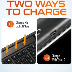 Delton KB90 Wireless Rechargeable Solar (Light) Powered Keyboard, Black (DKBSLR90)* Keyboards