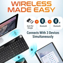 Delton KB90 Wireless Rechargeable Solar (Light) Powered Keyboard, Black (DKBSLR90)* Keyboards