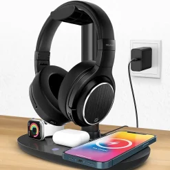 Delton M101 Wireless Noise Canceling Bluetooth Stereo Computer Headset and Stand, Black (DHSWC1101XD)* Headsets