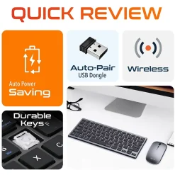 Delton N35 Portable/Travel/Small Wireless Keyboard and Mouse Combo, Silver (DKMKITMIN35-WB)* Ergonomic Keyboard & Mouse Sets