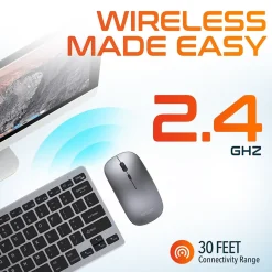 Delton N35 Portable/Travel/Small Wireless Keyboard and Mouse Combo, Silver (DKMKITMIN35-WB)* Ergonomic Keyboard & Mouse Sets