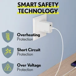 Delton Overtime Charger USB-A/USB-C Wall Charger for Multiple Brands, White (DH2USB2A)