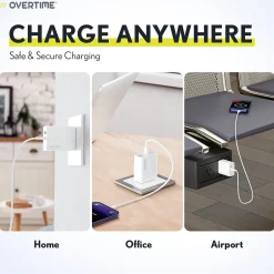 Overtime Delton USB-C/USB Wall & Car Chargers with Apple MFi Certified Lightning Cables for iPhone/iPad, White (DAC3IN12USBSL)