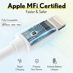 Overtime Delton USB-C/USB Wall & Car Chargers with Apple MFi Certified Lightning Cables for iPhone/iPad, White (DAC3IN12USBSL)