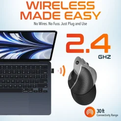 Delton S22 Vertical Wireless Optical 2.4 GHz Mouse, Black (DMERGS22-WB)* Ergonomic Mice