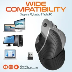 Delton S22 Vertical Wireless Optical 2.4 GHz Mouse, Black (DMERGS22-WB)* Ergonomic Mice