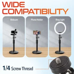 Delton T301 360° Webcam Stand, Camera Stand for Video Calls/Streaming/Recording, Black (DCT301)* Webcams