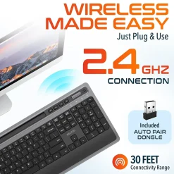 Delton T42 Wireless Ergonomic Computer Keyboard with Tablet Holder, Black (DKBT42-WB)* Ergonomic Keyboards