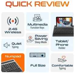 Delton T42 Wireless Ergonomic Computer Keyboard with Tablet Holder, Black (DKBT42-WB)* Ergonomic Keyboards