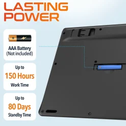 Delton T42 Wireless Ergonomic Computer Keyboard with Tablet Holder, Black (DKBT42-WB)* Ergonomic Keyboards