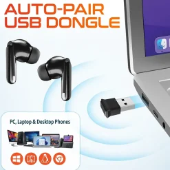 Delton T70 Wireless Noise Canceling Bluetooth Computer Earbuds, Black (DBHT70)* Headsets