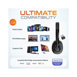 Delton 60X Stereo Noise Canceling Bluetooth Computer Headset - Compatible with MS Teams, Black (DBTHEAD60XBTDL)* Headsets