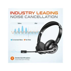 Delton 30X Wireless Noise Canceling Bluetooth Stereo Headset with Auto-Pair USB Dongle and Headset Hook (DBTHEAD30XBTDLHSAS1)* Headsets