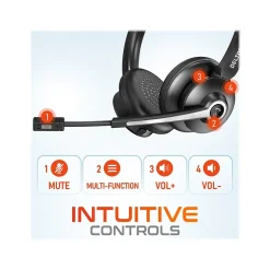 Delton 30X Wireless Noise Canceling Bluetooth Stereo Headset with Auto-Pair USB Dongle and Headset Hook (DBTHEAD30XBTDLHSAS1)* Headsets