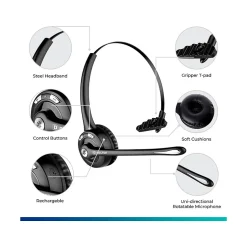 Delton 10X Wireless Noise-Canceling Bluetooth Over-the-Head Mono Computer Headset, Black (DBTHEAD10XBTDL)* Headsets