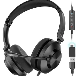 Delton 32Y MS Teams Noise-Canceling On-Ear Computer Headset, USB Type-A & Type C, Black (DWH32Y)* Headsets