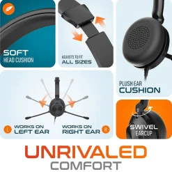 Delton 32Y MS Teams Noise-Canceling On-Ear Computer Headset, USB Type-A & Type C, Black (DWH32Y)* Headsets