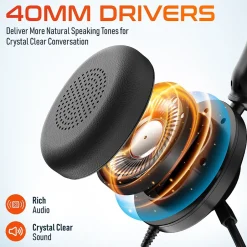 Delton 32Y MS Teams Noise-Canceling On-Ear Computer Headset, USB Type-A & Type C, Black (DWH32Y)* Headsets