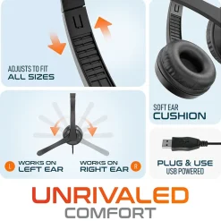 Delton 12Y Stereo On-Ear Computer Headset, USB Type-A (DWH12Y)* Headsets