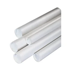 Unbranded 2"Dia x 24"L Mailing Tubes with Caps, White, 50/Case (P2024W)* Mailing Tubes