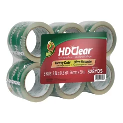 Duck HD Clear Heavy Duty Packing Tape, 3" x 54.6 yds., Clear, 6/Pack (307352/7496)* Packing Tape