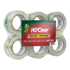 Duck HD Clear Heavy Duty Packing Tape, 1.88" x 109.3 yds., Clear, 6/Pack (299016)* Packing Tape