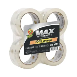 Duck Max Strength Heavy Duty Packing Tape, 1.88" x 54.6 yds., Clear, 4/Pack (241511)* Packing Tape