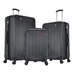 DUKAP Intely 3-Piece Hardside Spinner Luggage Set, TSA Checkpoint Friendly, Black (DKINTSML-BLK)