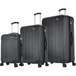 DUKAP Intely 3-Piece Hardside Spinner Luggage Set, TSA Checkpoint Friendly, Black (DKINTSML-BLK)