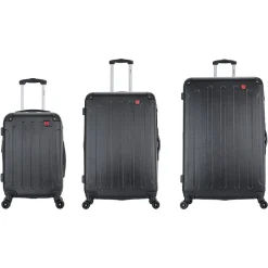 DUKAP Intely 3-Piece Hardside Spinner Luggage Set, TSA Checkpoint Friendly, Black (DKINTSML-BLK)