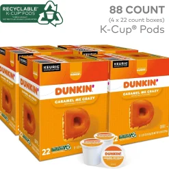 Keurig K-Cups<Dunkin' Caramel Me Crazy Coffee, Keurig K-Cup Pod, Medium Roast, 88/Carton (5000364900CT)