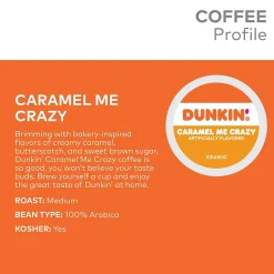Keurig K-Cups<Dunkin' Caramel Me Crazy Coffee, Keurig K-Cup Pod, Medium Roast, 88/Carton (5000364900CT)
