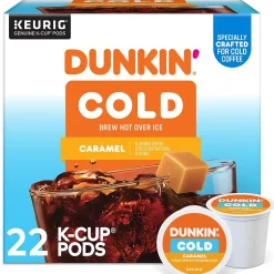 Keurig K-Cups<Dunkin' Cold Caramel Iced Coffee Keurig® K-Cup® Pods, Medium Dark Roast, 22/Box (5000375314)