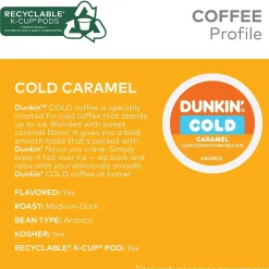 Keurig K-Cups<Dunkin' Cold Caramel Iced Coffee Keurig® K-Cup® Pods, Medium Dark Roast, 22/Box (5000375314)