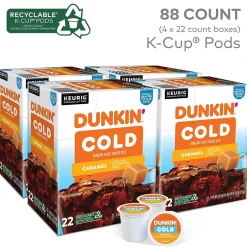 Keurig K-Cups<Dunkin' Cold Caramel Iced Coffee Keurig® K-Cup® Pods, Medium Dark Roast, 88/Carton (5000375314CT)