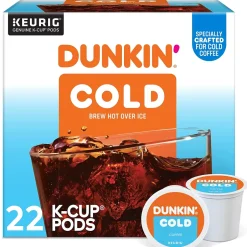 Keurig K-Cups<Dunkin' Cold Iced Coffee Keurig® K-Cup® Pods, Medium Dark Roast, 22/Box (5000369251)