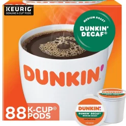 Keurig K-Cups<Dunkin' Decaf Coffee Keurig® K-Cup® Pods, Medium Roast, 88/Carton (400846)