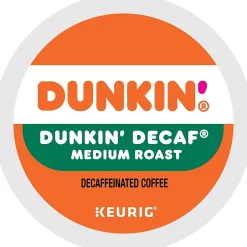 Keurig K-Cups<Dunkin' Decaf Coffee Keurig® K-Cup® Pods, Medium Roast, 88/Carton (400846)