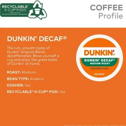 Keurig K-Cups<Dunkin' Decaf Coffee Keurig® K-Cup® Pods, Medium Roast, 88/Carton (400846)