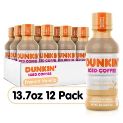 Coffee<Dunkin' Donuts French Vanilla Iced Coffee, 13.7 oz., 12/Carton (04900007296)